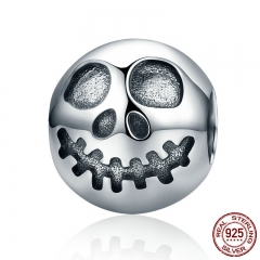Authentic 100% 925 Sterling Silver Ghost Face Skull Head Beads Charm fit Bracelets Jewelry Halloween Gift SCC181 CHARM-0267