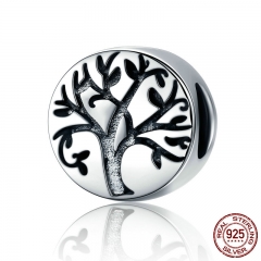 Hot Sale Real 100% 925 Sterling Silver Classic Tree of Life Beads fit Charm Bracelets &amp; Bangles Jewelry Making SCC430 CHARM-0360