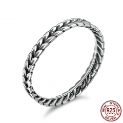 Authentic 925 Sterling Silver Stackable Ring Wheat Shape Arrow Finger Ring Women Vintage Sterling Silver Jewelry SCR139 RING-0166