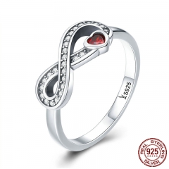 100% 925 Sterling Silver Infinity Love Forever Heart Clear CZ Finger Ring for Women Wedding Engagement Jewelry SCR415 RING-0463
