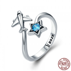 100% 925 Sterling Silver Trendy Star Tours Star & Plane Female Finger Rings for Women Sterling Silver Jewelry Anel SCR322 RING-0360