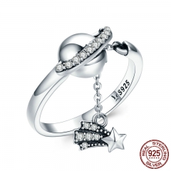 100% 925 Sterling Silver Bright Galaxy Sparkling Star Plant Finger Rings for Women Wedding Engagement Jewelry Gift SCR377 RING-0404