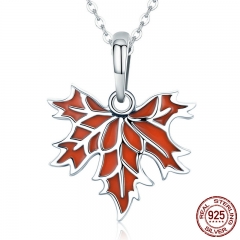 100% 925 Sterling Silver Autumn Maple Tree Leaves Pendant Necklace for Women Luxury Sterling Silver Jewelry Gift CC585 NECK-0121