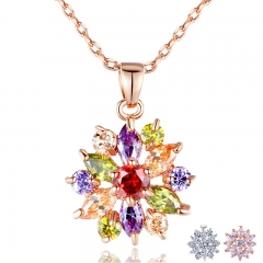 Rose Gold Color Necklaces Pendants with Multi Color AAA Cubic Zircon For Women Christmas Gift JIN029 FASH-0051