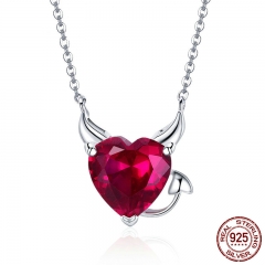 New Collection 100% 925 Sterling Silver Devil Wings Red CZ Necklaces Pendant For Women Fashion Silver Jewelry SCN286 NECK-0224