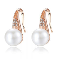 Classic Gold Color Imitation Pearl Drop Earrings with AAA Zircon Christmas Gift Jewelry JIE056 FASH-0078