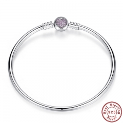 Authentic 100% 925 Sterling Silver Snake Chain Heart Bangle & Bracelet Luxury Jewelry PAS904 BRACE-0002