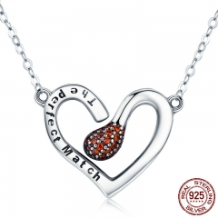 100% 925 Sterling Silver Sparks of Love Perfect Match Pendant Necklaces for Women Silver Jewelry Girlfriend Gift SCN267 NECK-0194