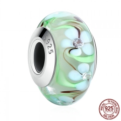 Classic 100% 925 Sterling Silver Flower European Murano Glass Beads Charms fit Bracelets Women Fashion Jewelry SCZ020 CHARM-1012