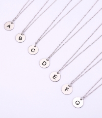 Initial Disc Necklace stainless steel Letter Pendant Necklace Dainty Personalized Initial Jewelry NS-0657A