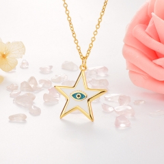 Stainless Steel Necklace with Copper Charms NS-0665