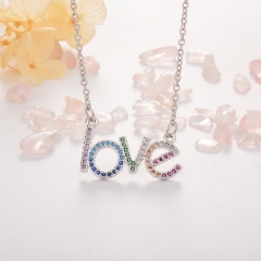 Stainless Steel Necklace with Copper Charms NS-0689A