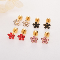 Stainless Steel Earing 3pc Black+Pink+Red Color ES-1802A