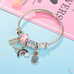 Stainless Steel Bracelet With Alloy Charms BS-1799