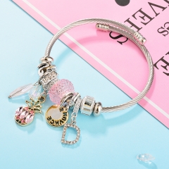 Stainless Steel Bracelet With Alloy Charms BS-1796