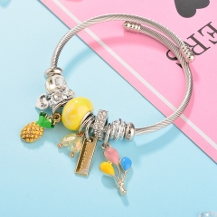 Stainless Steel Bracelet With Alloy Charms BS-1795