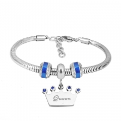 Stainless Steel Fashion Snake Chain Charm Bead Bracelet Women L085627