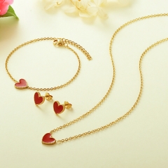 Stainless Steel Necklace Bracelet Earring Jewelry Set  XXXS-0052A