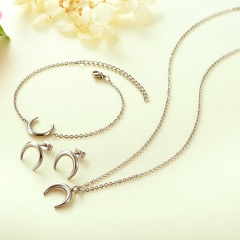 Stainless Steel Necklace Bracelet Earring Jewelry Set  XXXS-0055A