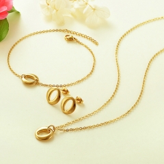 Stainless Steel Necklace Bracelet Earring Jewelry Set  XXXS-0056B