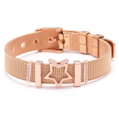 Fashion Personalized Mesh Stainless Steel Slide Custom Women Charm Bracelet with Aolly Charms BS-2120C