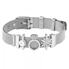 Fashion Personalized Mesh Stainless Steel Slide Custom Women Charm Bracelet with Aolly CharmsBS-2118A