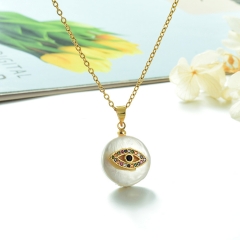 Stainless Steel Chain and Brass Pendant Necklace TTTN-0165