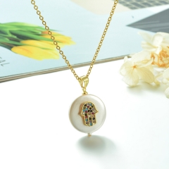 Stainless Steel Chain and Brass Pendant Necklace TTTN-0169