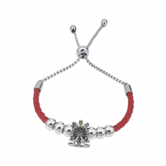 Stainless Steel Women Adjustable Red Leather Charm Bracelet SL049