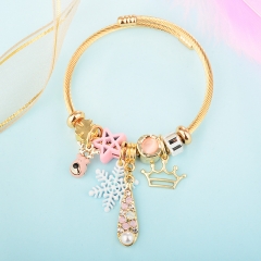 Stainless Steel Bracelet With Alloy Charms BS-1844B