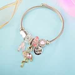 Stainless Steel Bracelet With Alloy Charms BS-1852