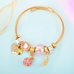 Stainless Steel Bracelet With Alloy Charms BS-1838B