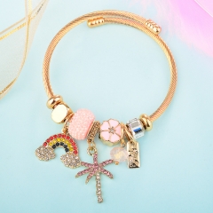 Stainless Steel Bracelet With Alloy Charms BS-1843B