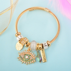 Stainless Steel Bracelet With Alloy Charms BS-1840B