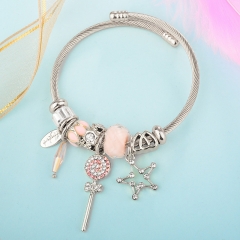 Stainless Steel Bracelet With Alloy Charms BS-1839A