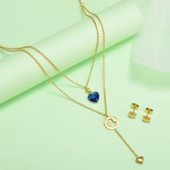 new stainless steel women gold jewelry set  XXXS-0390
