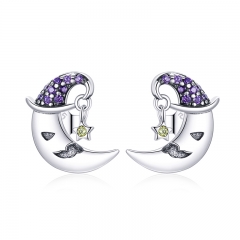 sterling silver designer rhinestone earrings hoop SCE954