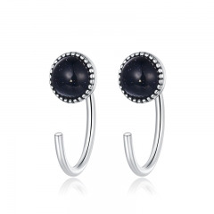 sterling silver designer rhinestone earrings hoop SCE950