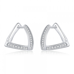 sterling silver designer rhinestone earrings hoop SCE975