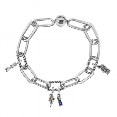 Stainless Steel Women Me Link Bracelet with Small Charms  MY154