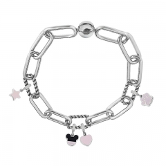 Stainless Steel Women Me Link Bracelet with Small Charms  MY152