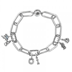 Stainless Steel Women Me Link Bracelet with Small Charms  MY133