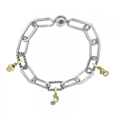 Stainless Steel Women Me Link Bracelet with Small Charms  MY100