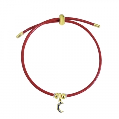 Adjustable Leather Bracelet with Small Charms  PS193