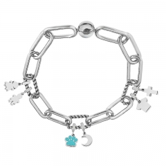 Stainless Steel Women Me Link Bracelet with Small Charms  MY134