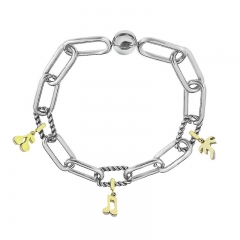 Stainless Steel Women Me Link Bracelet with Small Charms  MY094