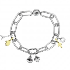 Stainless Steel Women Me Link Bracelet with Small Charms  MY124