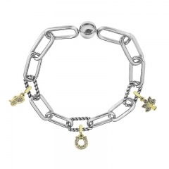 Stainless Steel Women Me Link Bracelet with Small Charms  MY102