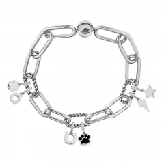 Stainless Steel Women Me Link Bracelet with Small Charms  MY141