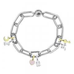 Stainless Steel Women Me Link Bracelet with Small Charms  MY123